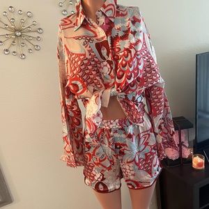 3 piece short set + matching scarf